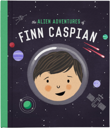 Book mockup of the Alien Adventures of Finn Caspian