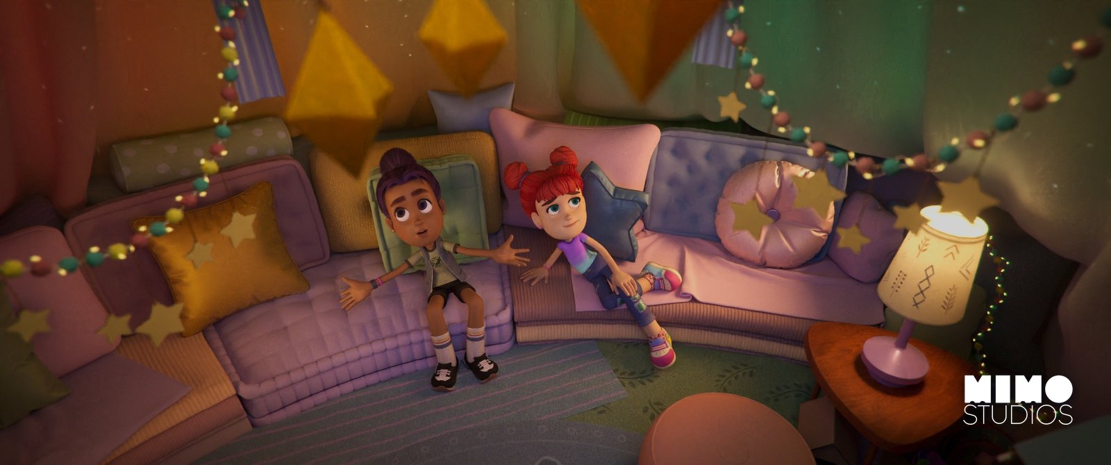 Maggie and Abby in their pillow fort in The Neverending Pillow Fort