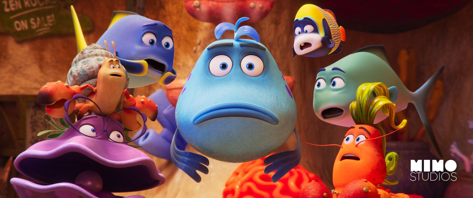Mr. Fish and friends in The Pout-Pout Fish